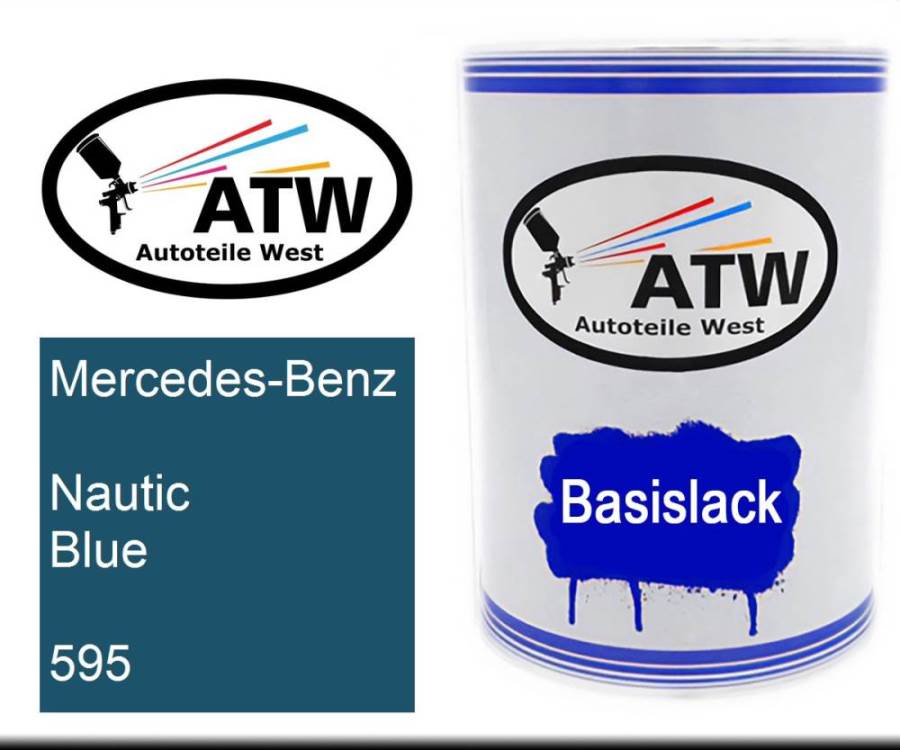 Mercedes-Benz, Nautic Blue, 595: 500ml Lackdose, von ATW Autoteile West.